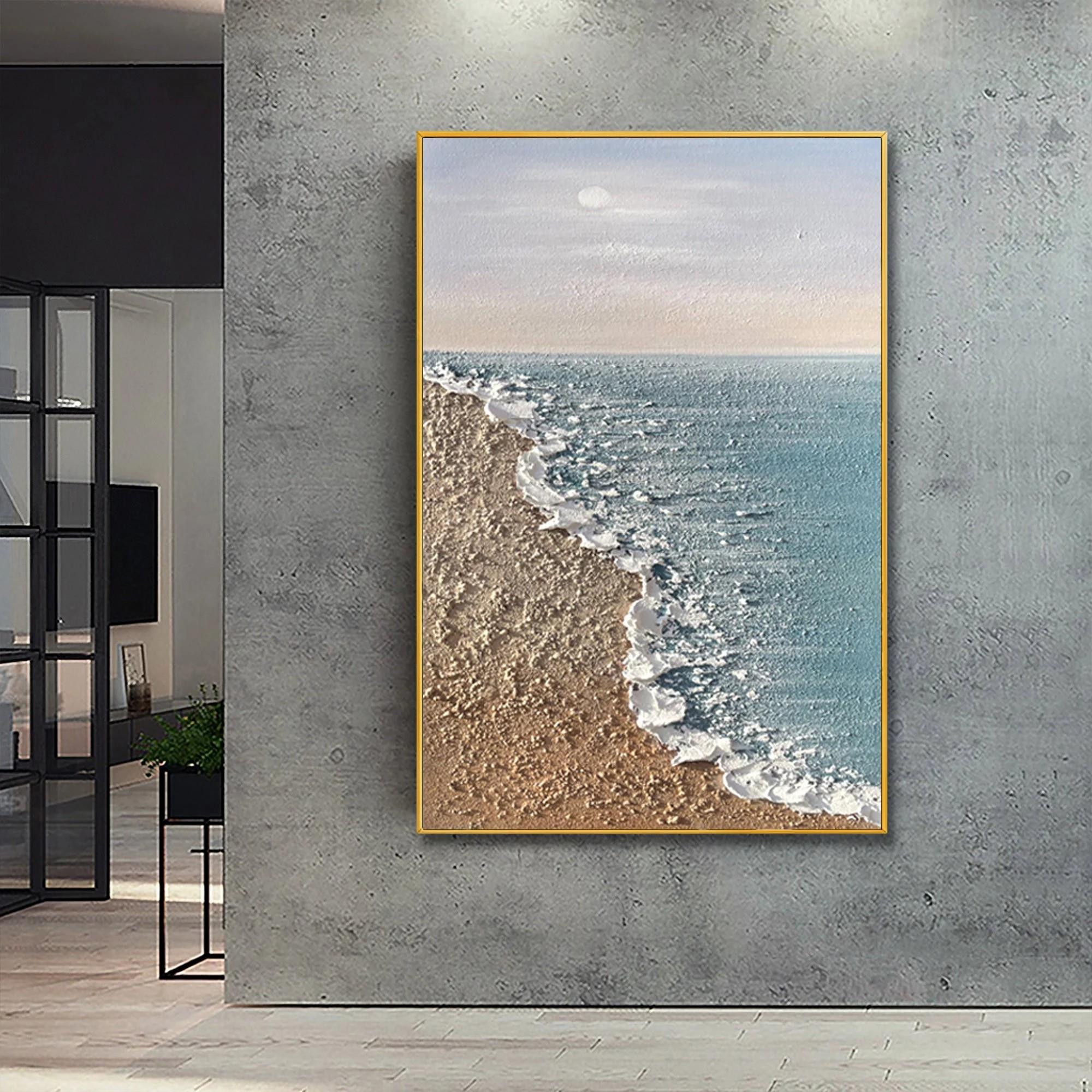 Océan côtier mer paysage sable vague plage art décoration murale bord de mer Peintures à l'huile